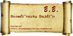Bozmánszky Baján névjegykártya